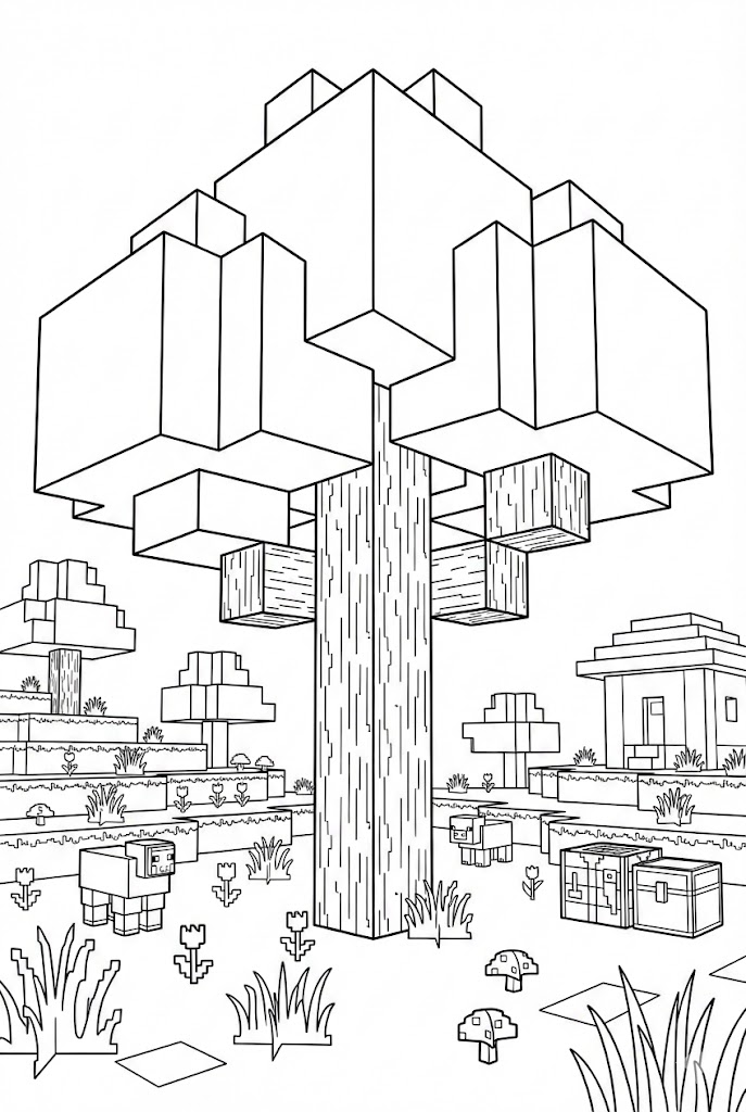 Hình Tô Màu Gỗ Sồi Minecraft