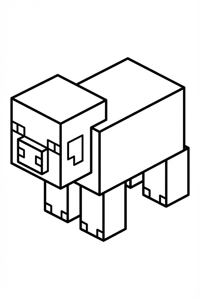 Hình Tô Màu Heo Minecraft PE Siêu Đẹp