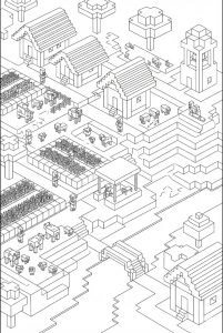 Hình Tô Màu Làng Quê Minecraft