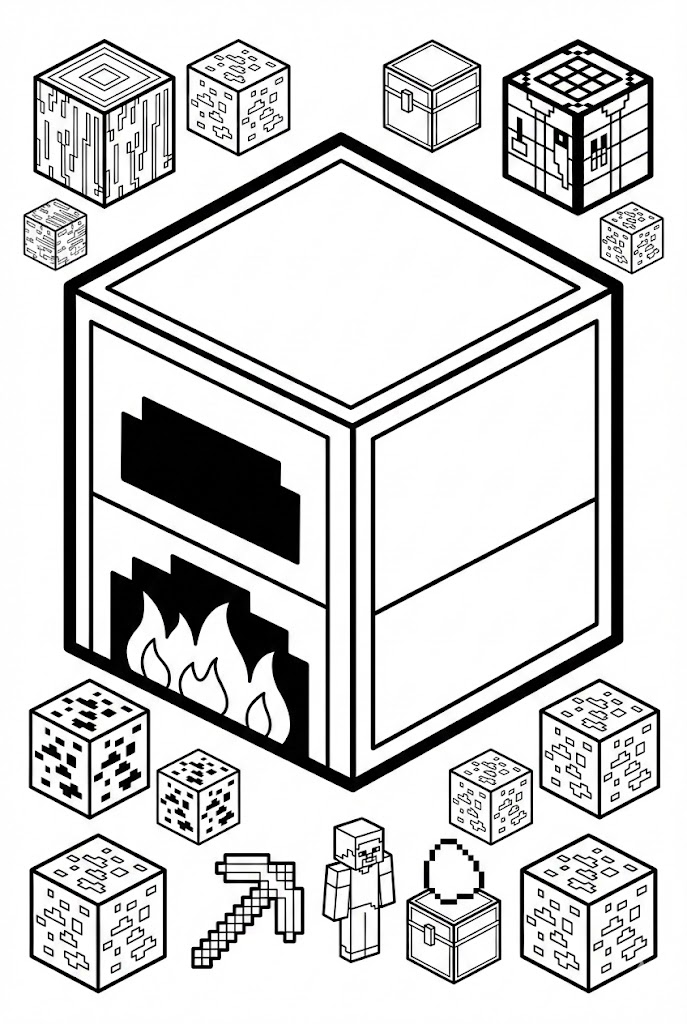 Hình Tô Màu Lò Nung Minecraft 1 Hình Tô Màu Lò Nung Minecraft