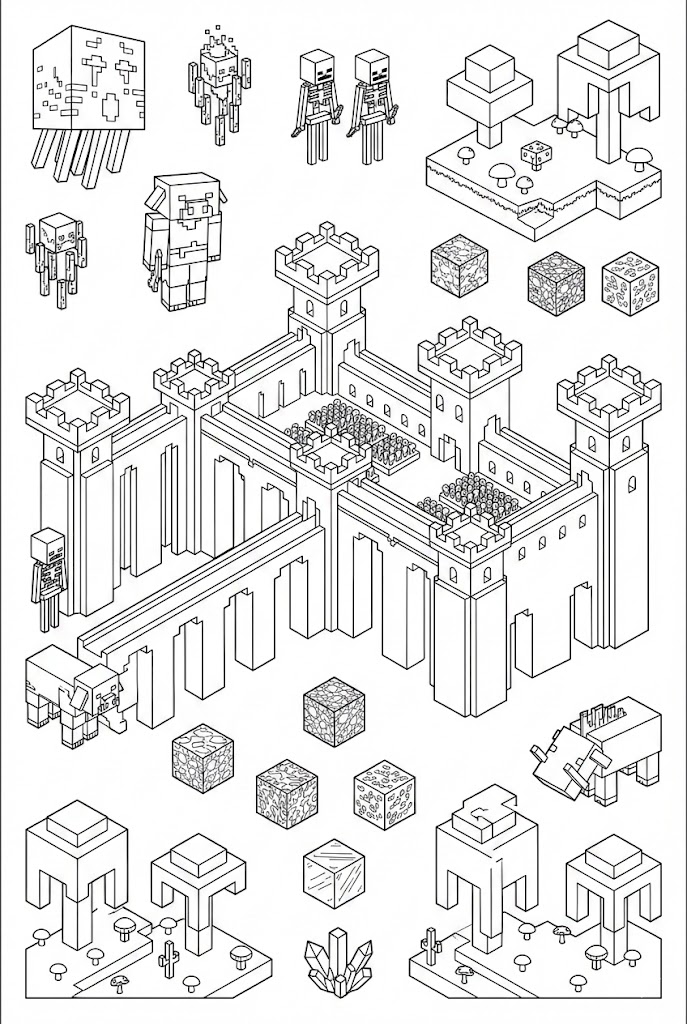 Hình Tô Màu Pháo Đài Nether Minecraft