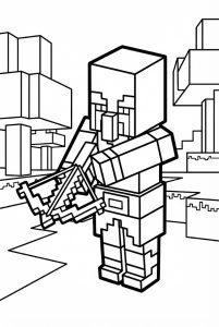 Hình Tô Màu Pillager Minecraft PE Siêu Đẹp