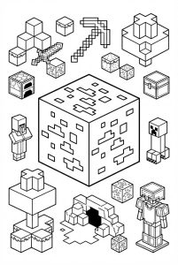 Hình Tô Màu Quặng Kim Cương Minecraft