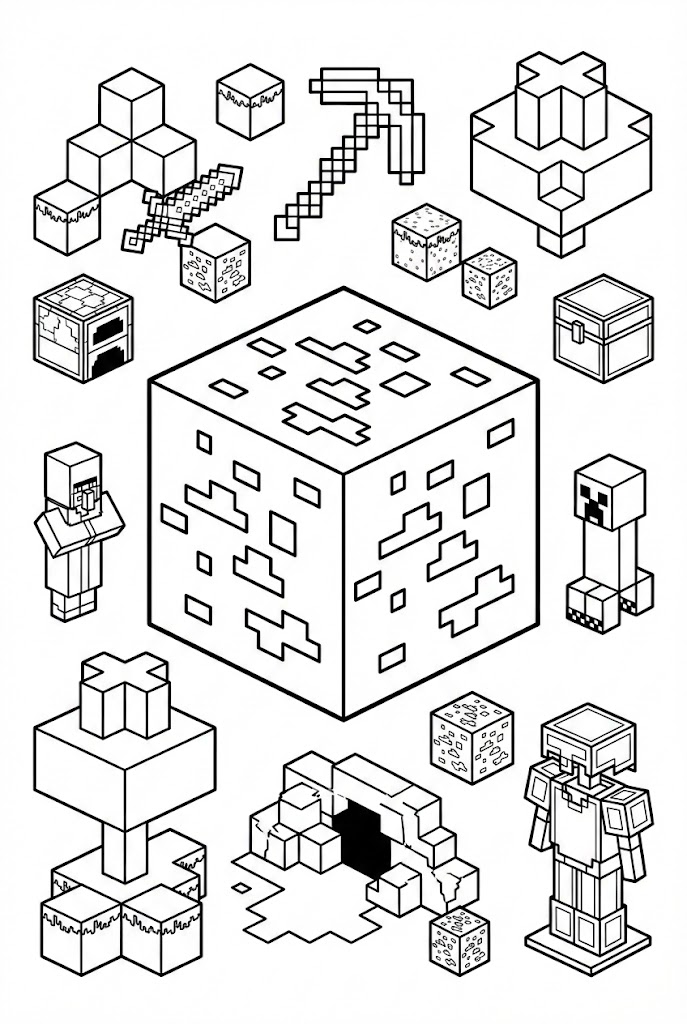 Hình Tô Màu Quặng Kim Cương Minecraft