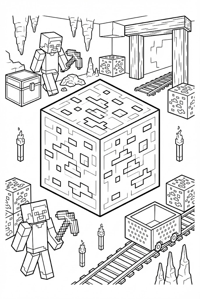 Hình Tô Màu Quặng Ngọc Lục Minecraft