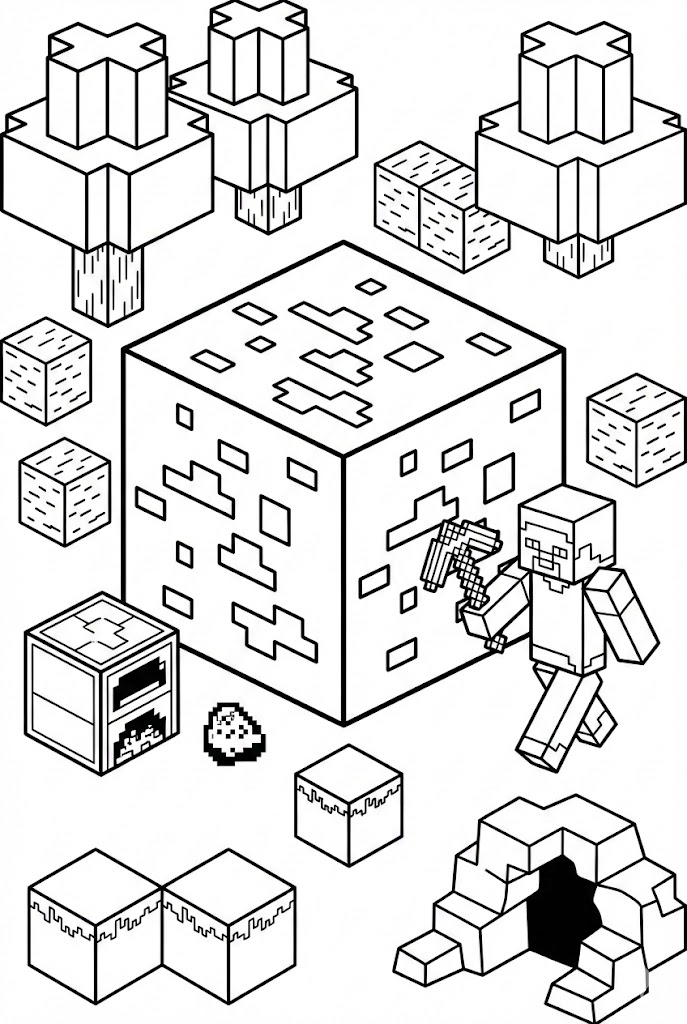 Hình Tô Màu Quặng Sắt Minecraft