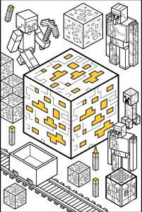 Hình Tô Màu Quặng Vàng Minecraft