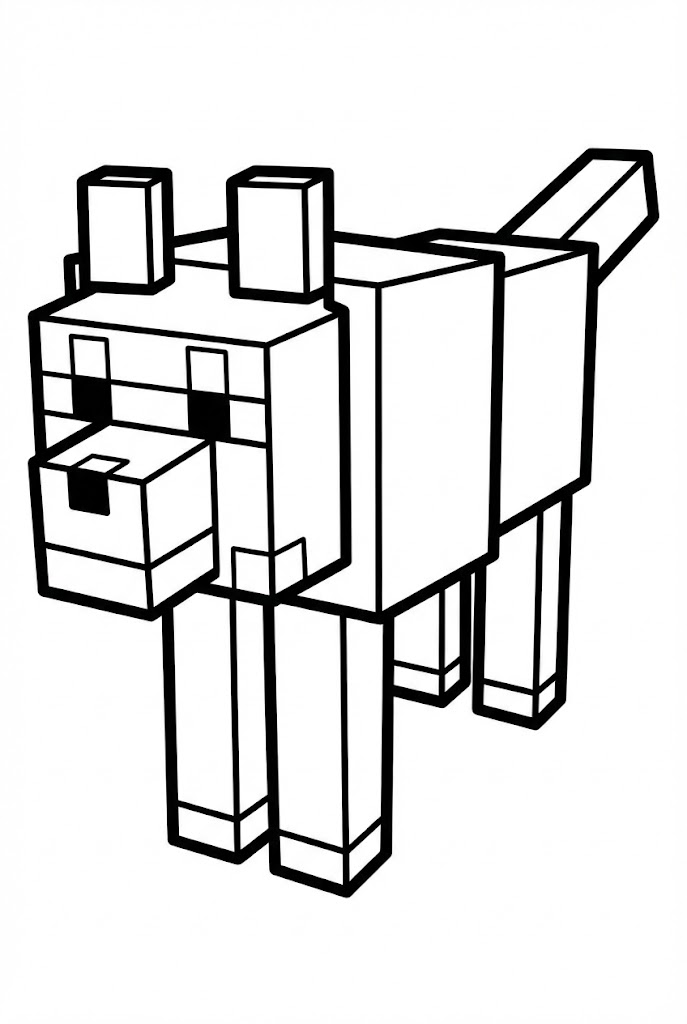 Hình Tô Màu Sói Minecraft PE Siêu Đẹp