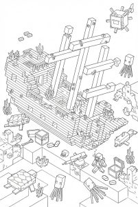 Hình Tô Màu Tàu Đắm Minecraft