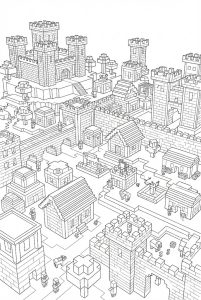 Hình Tô Màu Thành Phố Cổ Minecraft