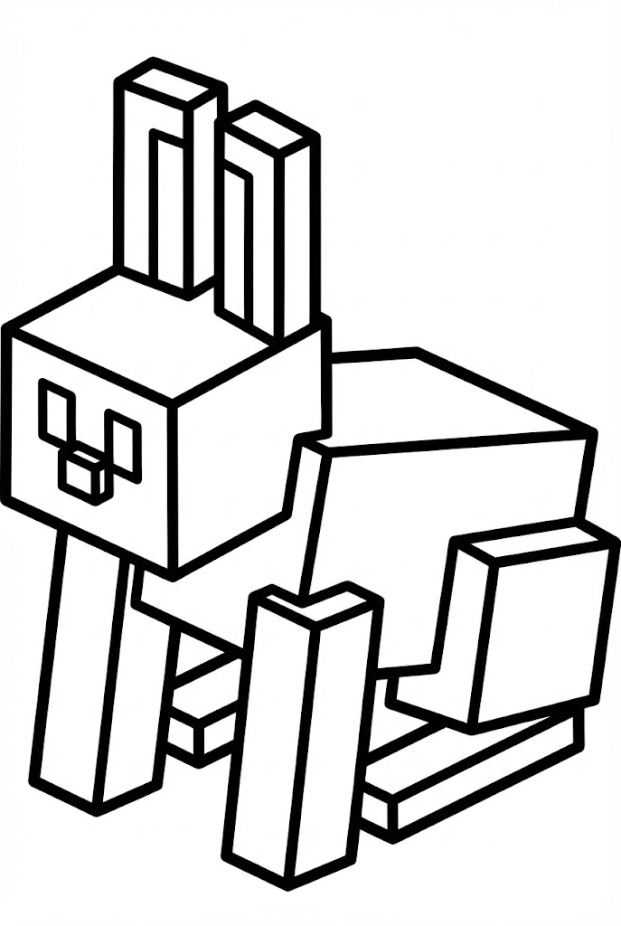 Hình Tô Màu Thỏ Minecraft PE Siêu Đẹp