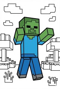 Hình Tô Màu Zombie Minecraft PE Siêu Đẹp