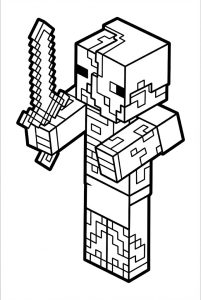 Hình Tô Màu Zombie Piglin Minecraft PE Siêu Đẹp