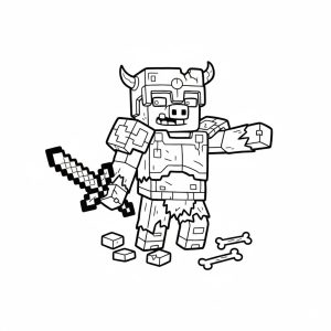 Hình Tô Màu Zombie Piglin Minecraft PE Siêu Đẹp