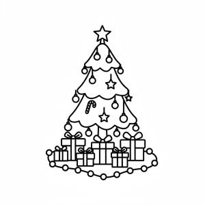 Hình Tranh Tô Màu Cây Thông Noel Đơn Giản