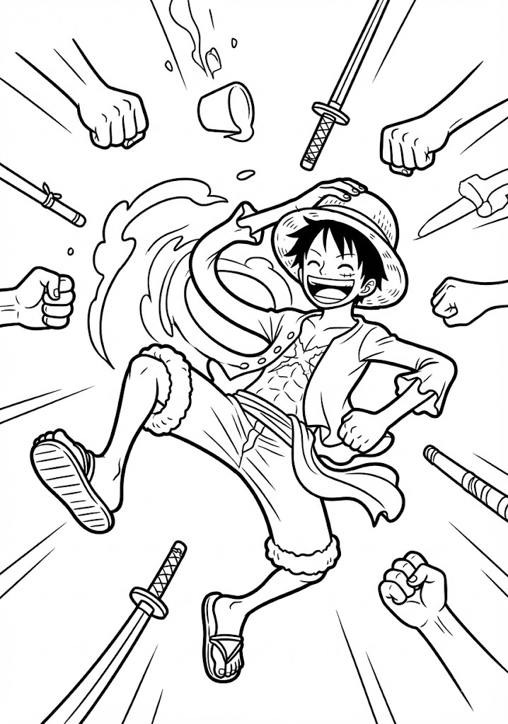 Tô màu Luffy Né Đòn