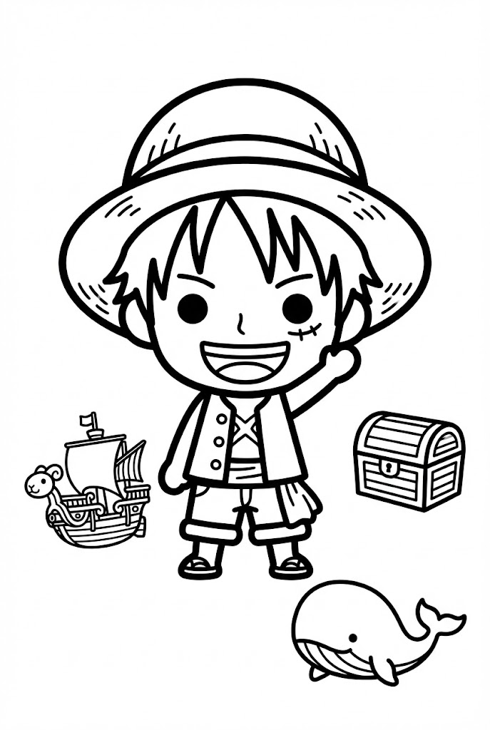 Tô màu Luffy Tí Hon