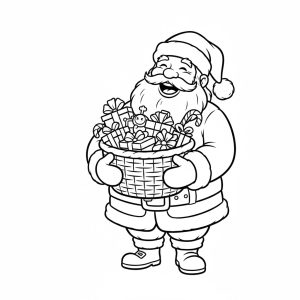 Ông Già noel cầm giỏ quà cười vui vẻ