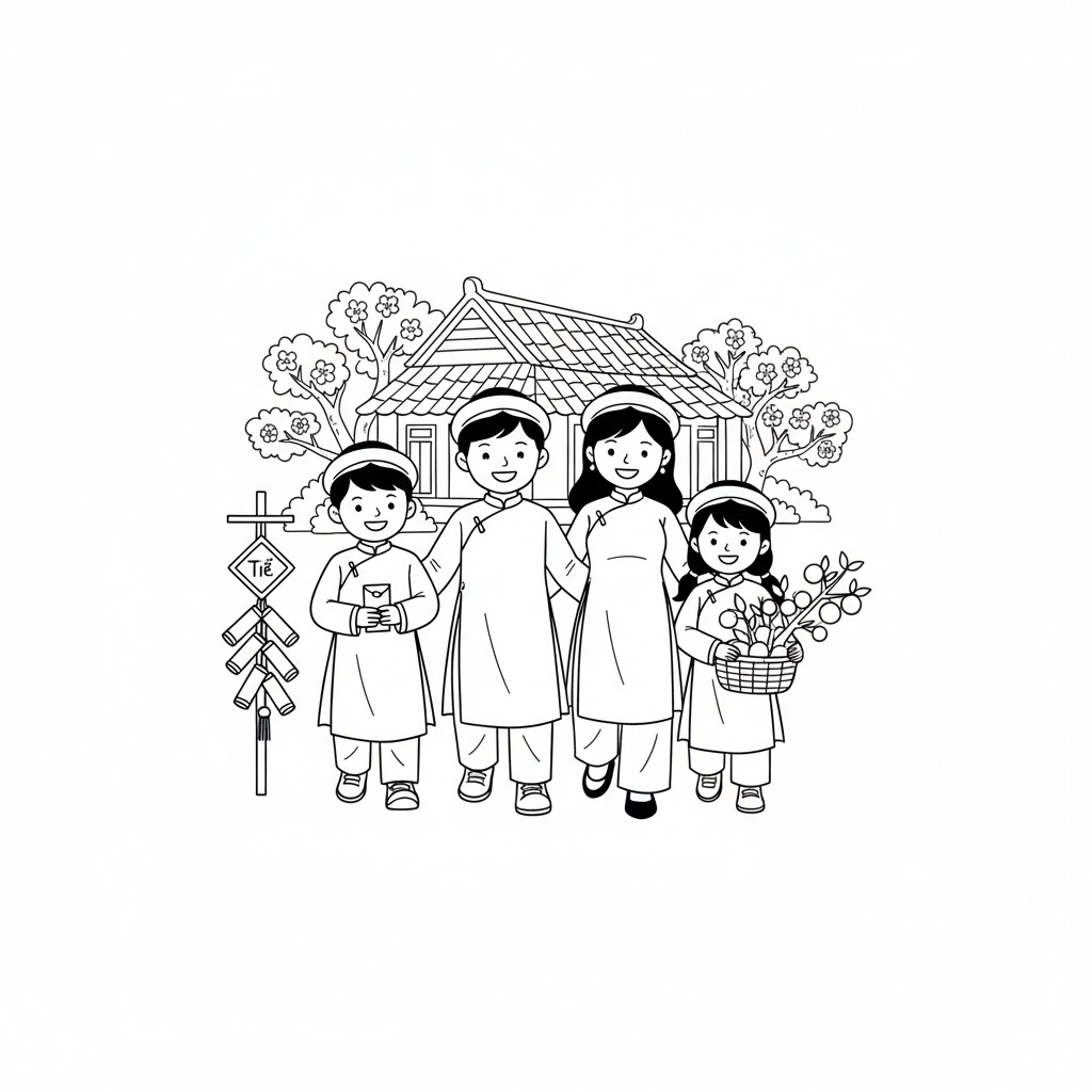 Tô Màu Bé Đi Chúc Tết