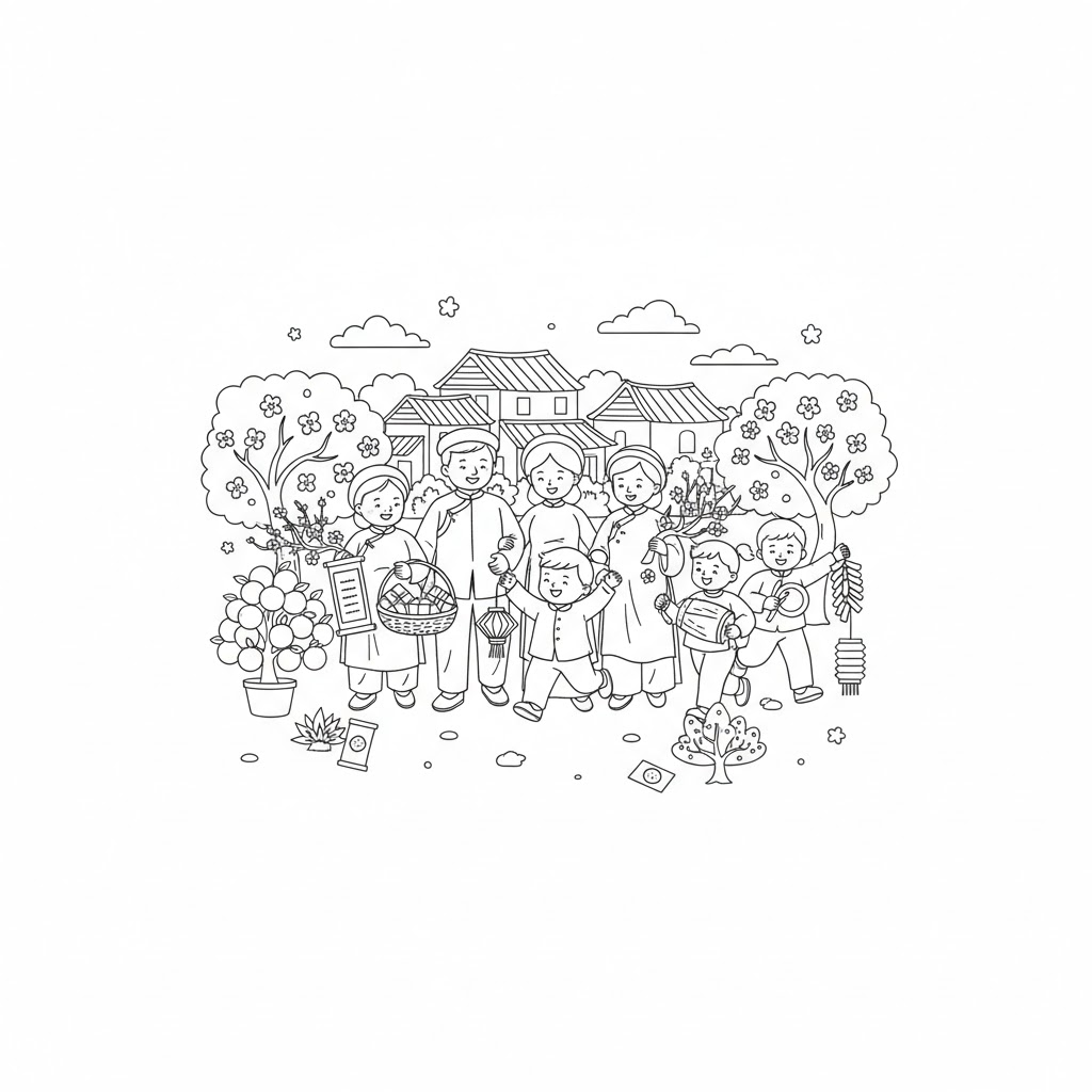 Tô Màu Bé Đi Vui Xuân 1 Tô Màu Bé Đi Vui Xuân