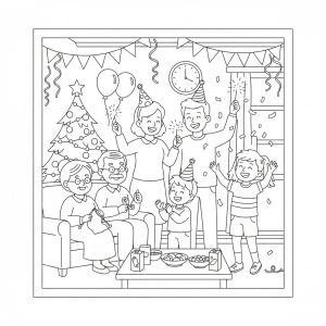 Tô Màu Bé Đón Giao Thừa