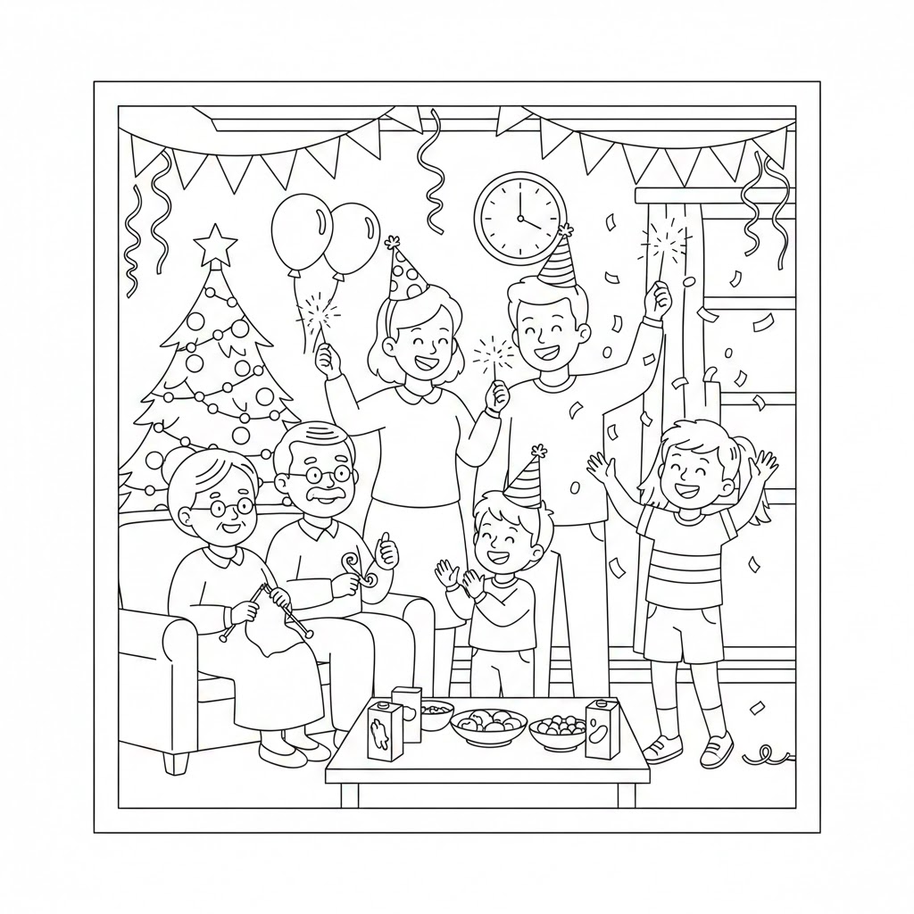 Tô Màu Bé Đón Giao Thừa 1 Tô Màu Bé Đón Giao Thừa