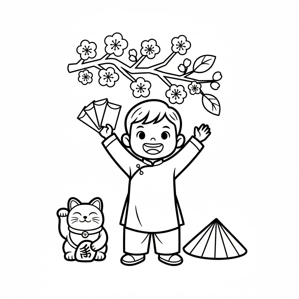 Tô Màu Bé Khoe Lì Xì 1 Tô Màu Bé Khoe Lì Xì