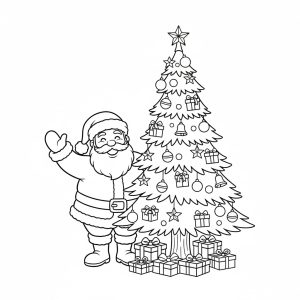 Tô Màu Ông Già Noel Và Cây Thông