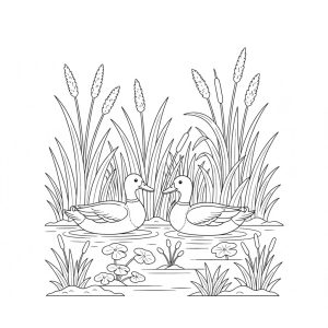 Tô màu 2 con vịt cổ xanh