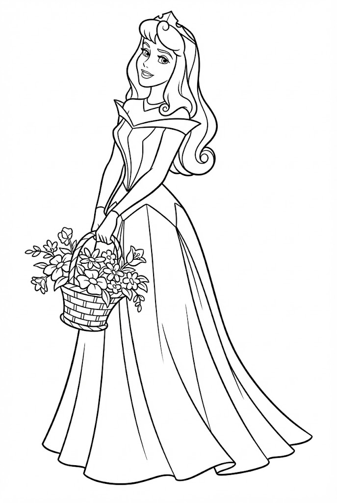 Tô màu Aurora Cầm Giỏ