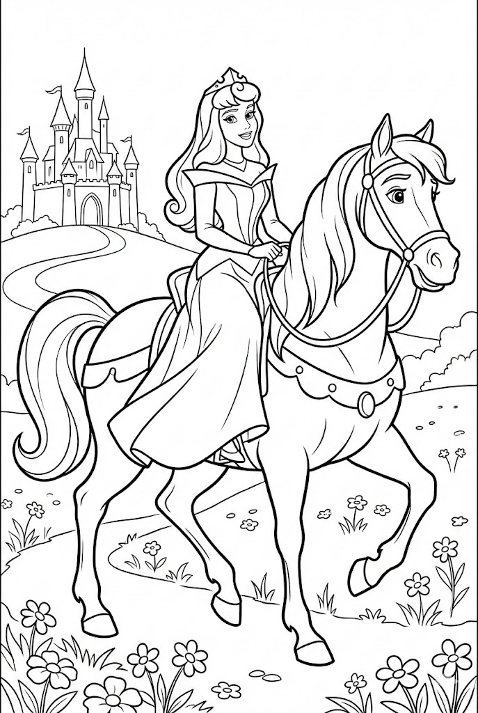 Tô màu Aurora Cưỡi Ngựa