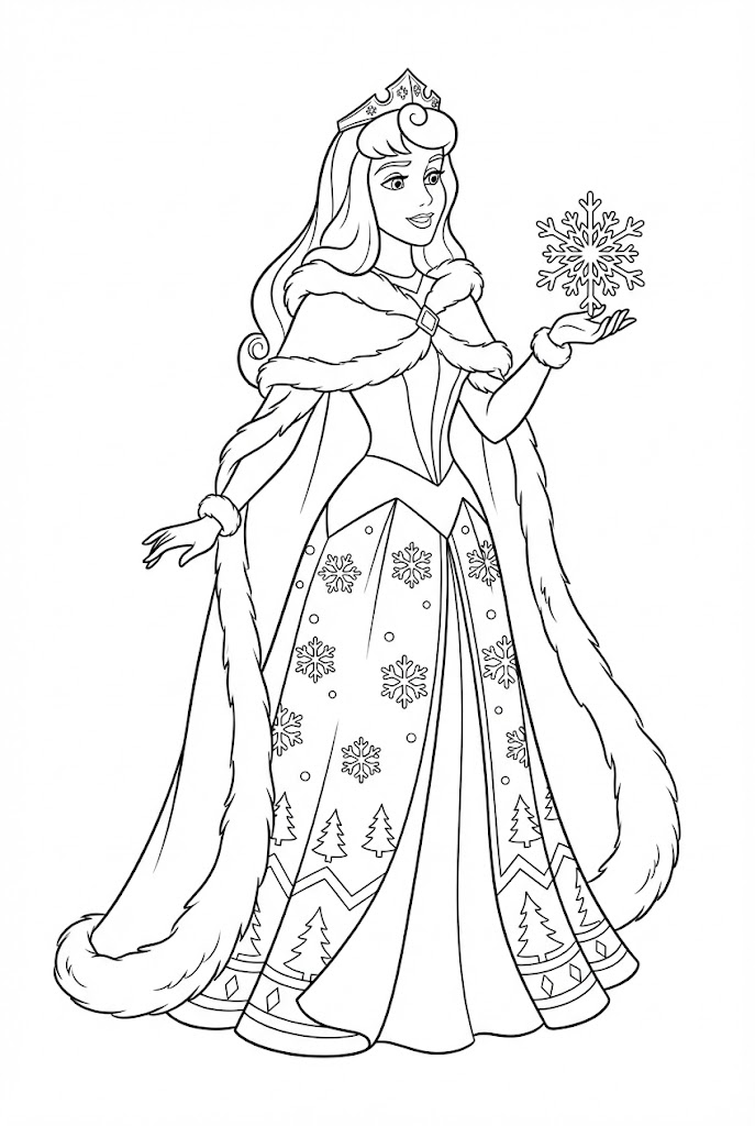 Tô màu Aurora Mặc Váy Mùa Đông