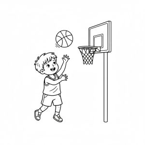 Tô màu Bé Trai Tập Bóng Rổ