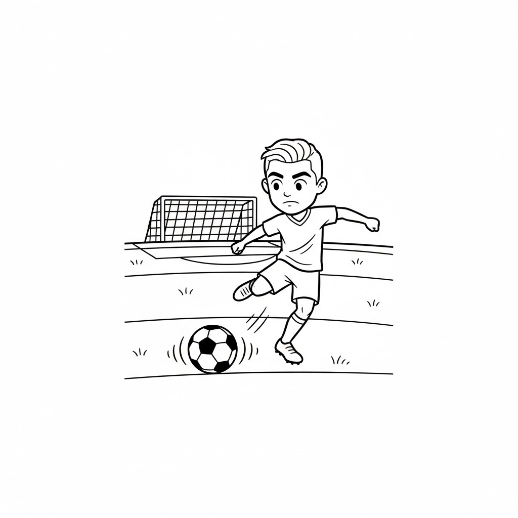 Tô màu Cầu Thủ Đang Sút Bóng