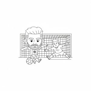 Tô màu Cầu Thủ Sút Bóng Và Thủ Môn