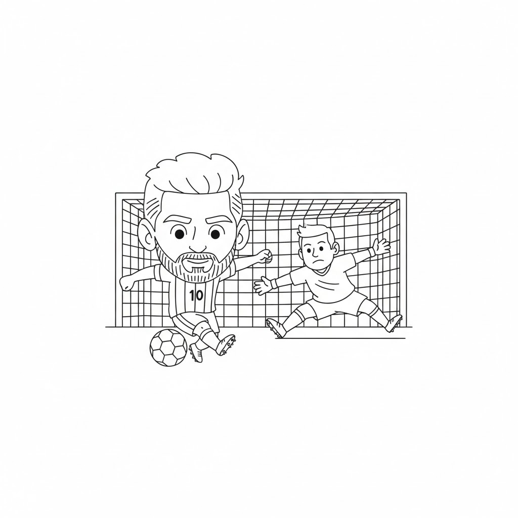 Tô màu Cầu Thủ Sút Bóng Và Thủ Môn