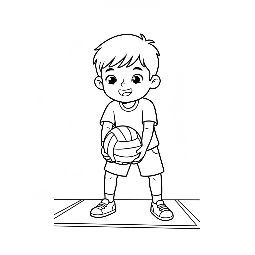 Tô màu Cậu Bé Phát Quả Bóng Chuyền