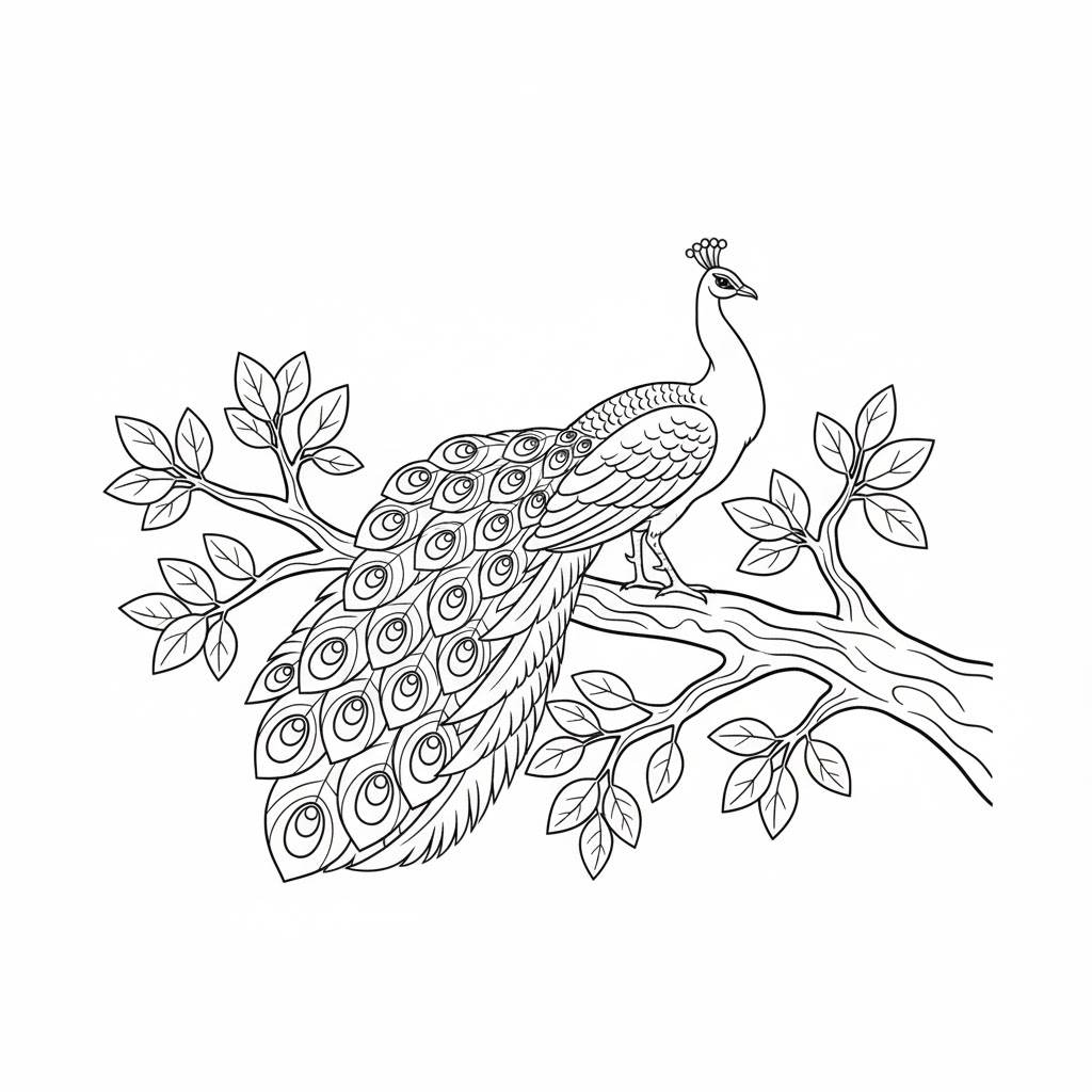 Tô màu Con Công Trên Cành Cây