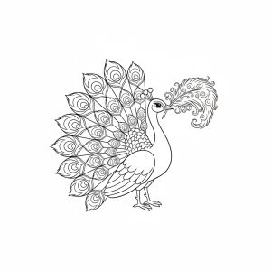 Tô màu Con Công Với Sợi Lông