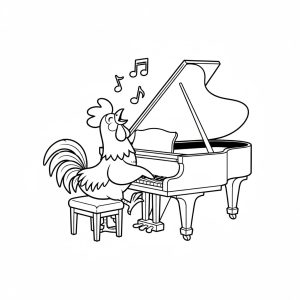 Tô màu Con Gà Đánh Đàn