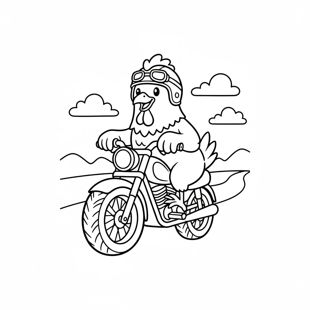 Tô màu Con Gà Đi Xe Máy
