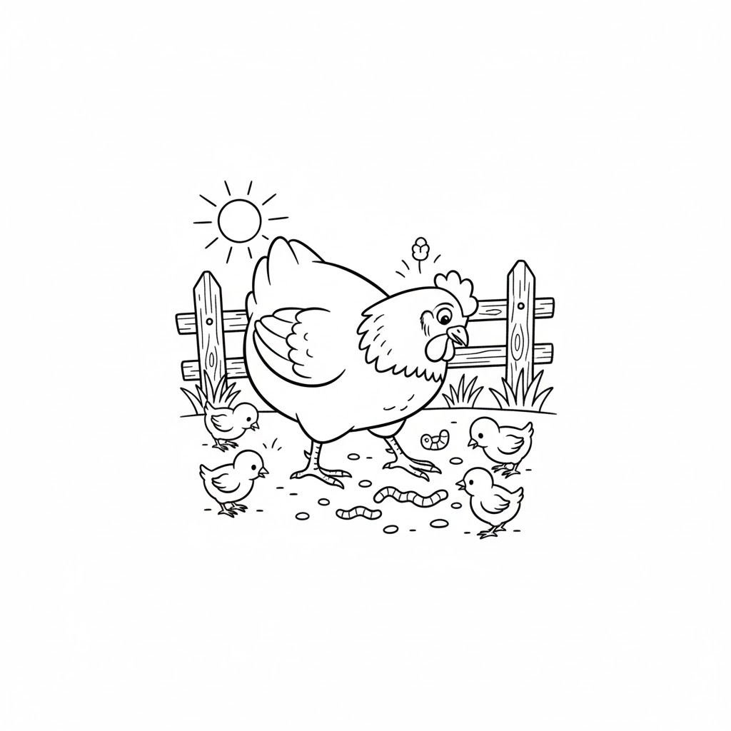 Tô màu Con Gà Kiếm Ăn