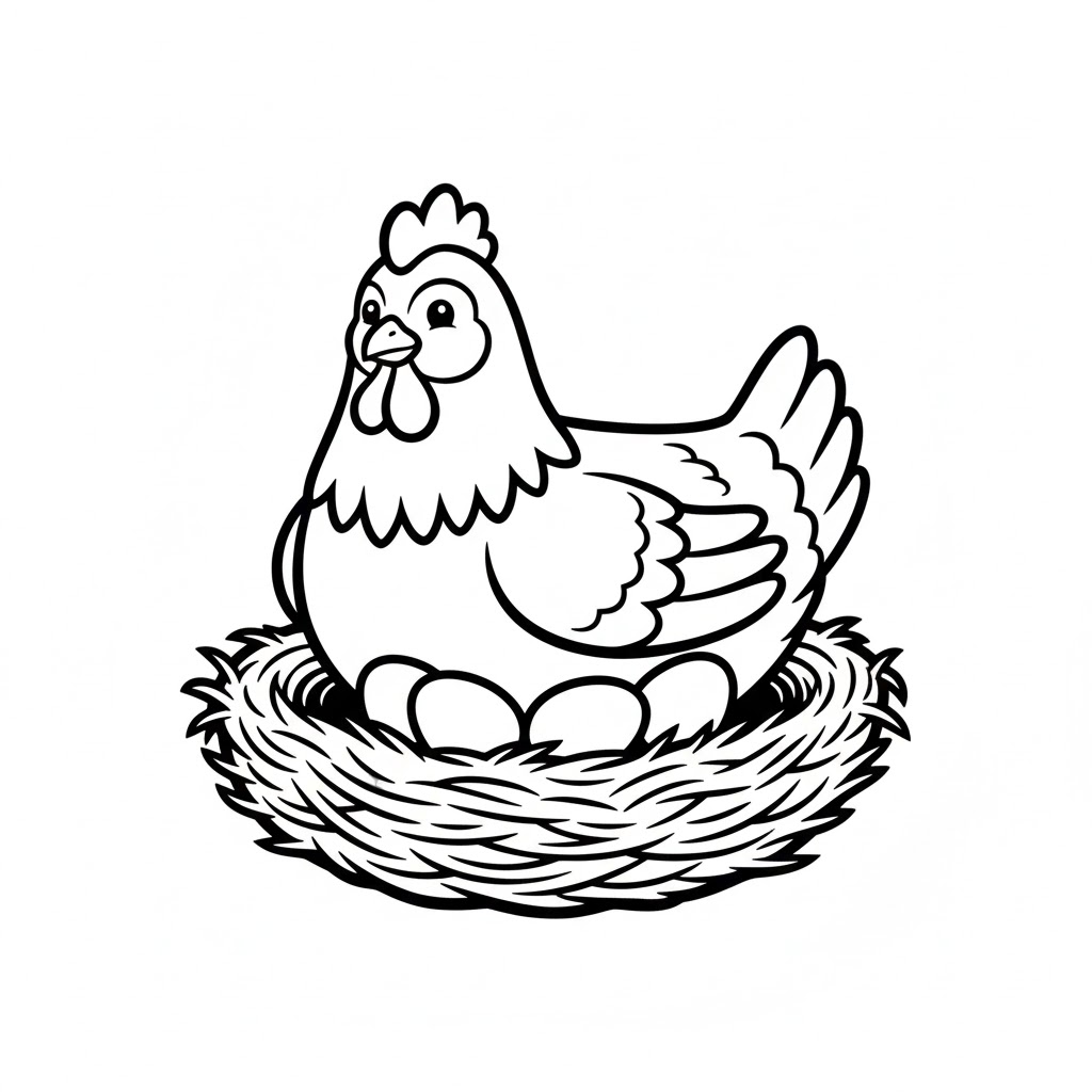 Tô màu Con Gà Mái Trong Tổ