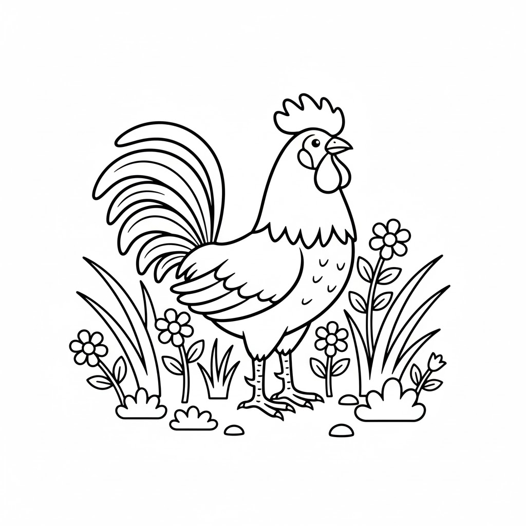 Tô màu Con Gà Trống Đơn Giản