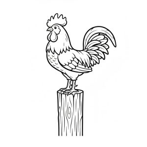 Tô màu Con Gà Trống Trên Cột