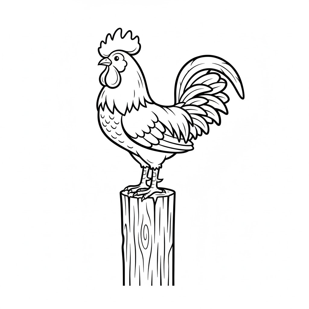 Tô màu Con Gà Trống Trên Cột