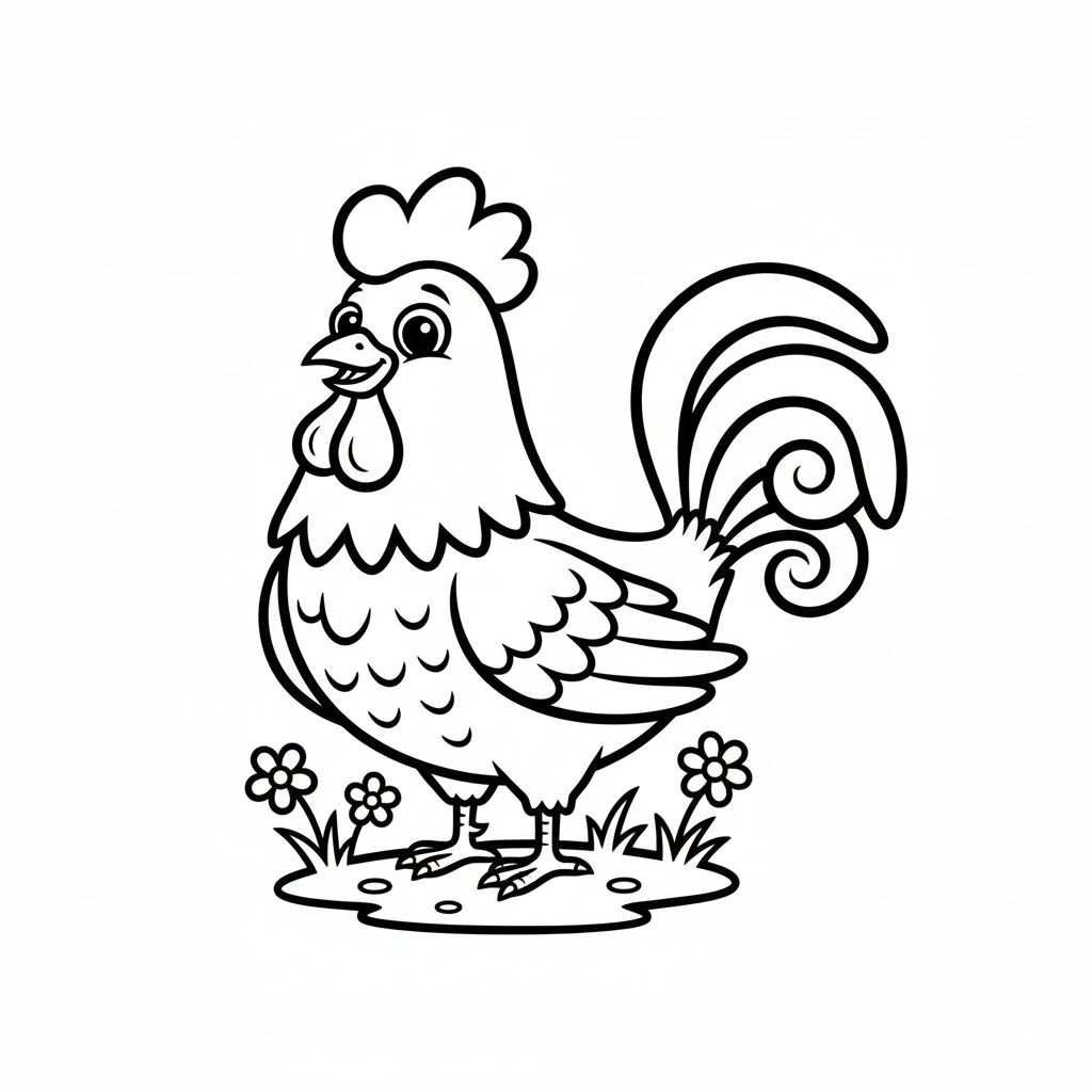 Tô màu Con Gà Vui Vẻ