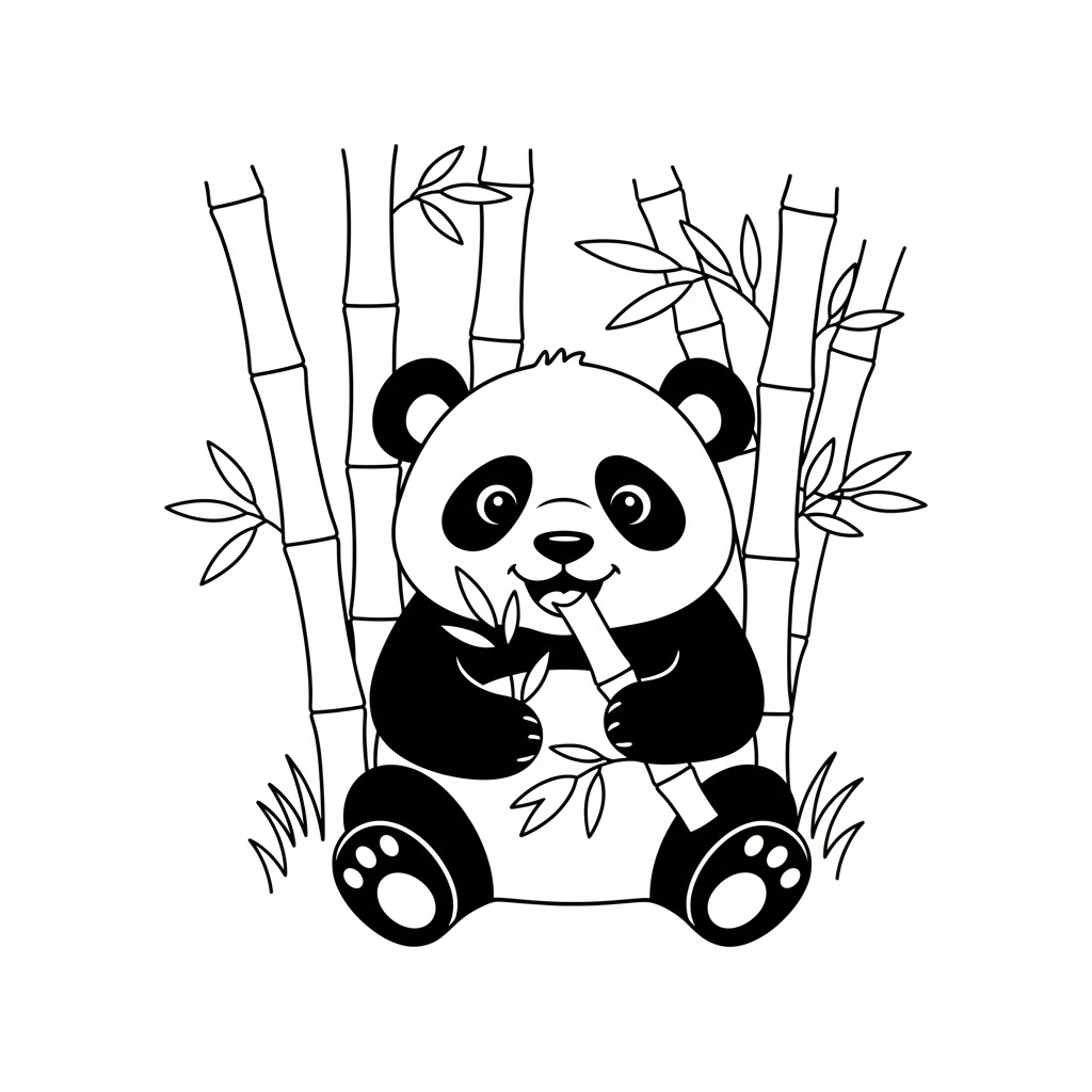 Tô màu Con Gấu Trúc Đang Ăn