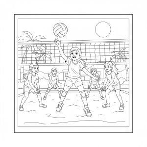Tô màu Con Gái Chơi Bóng Chuyền