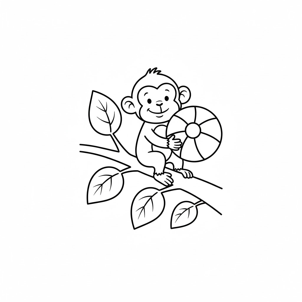 Tô màu Con Khỉ Chơi Bóng